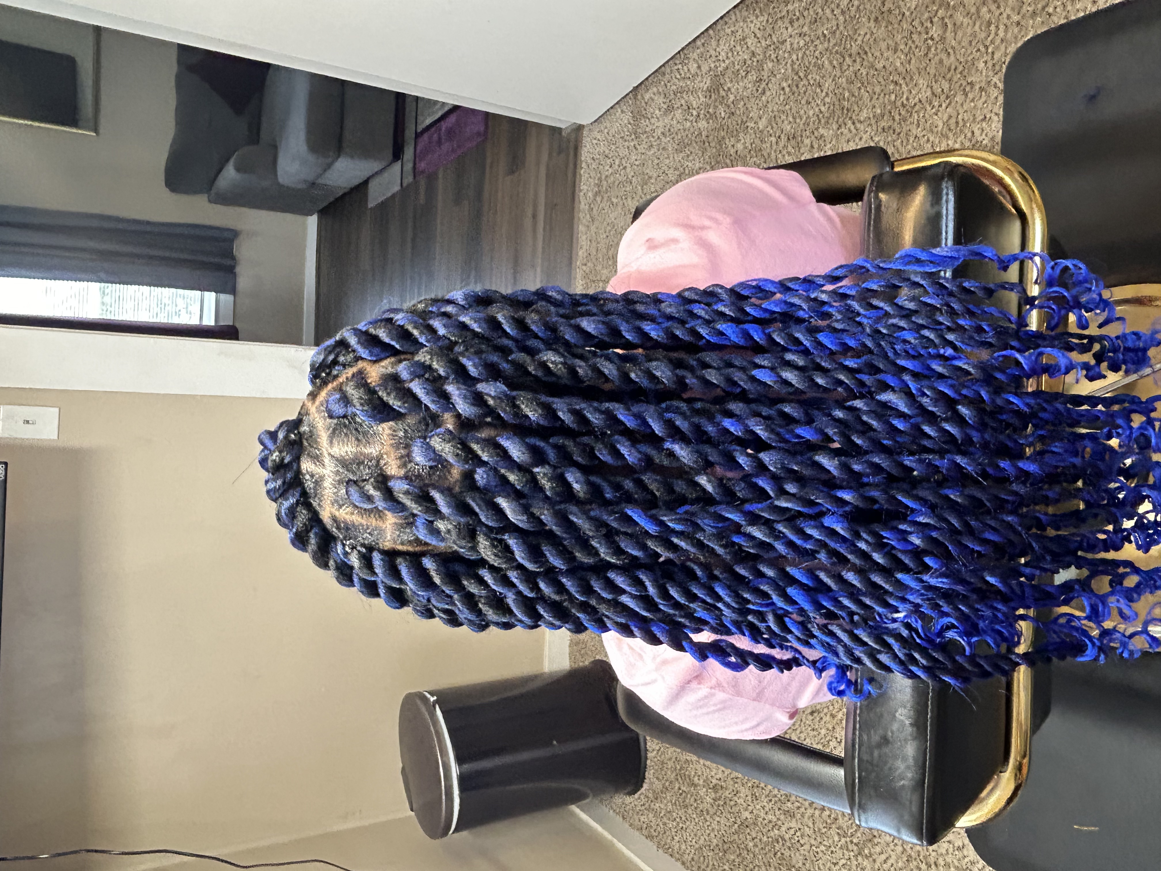 Blue twist braids style