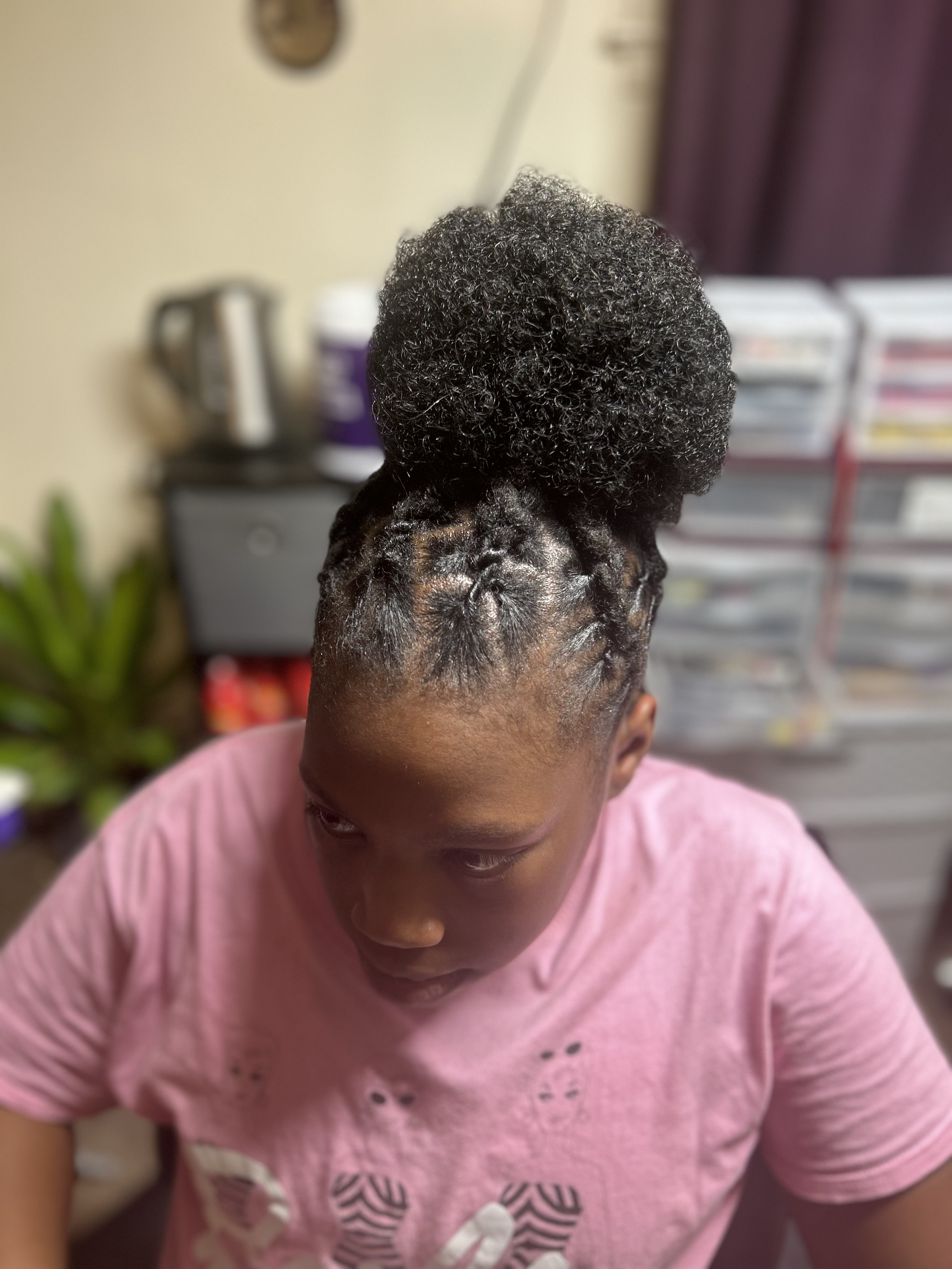 Natural hair updo with braided crown