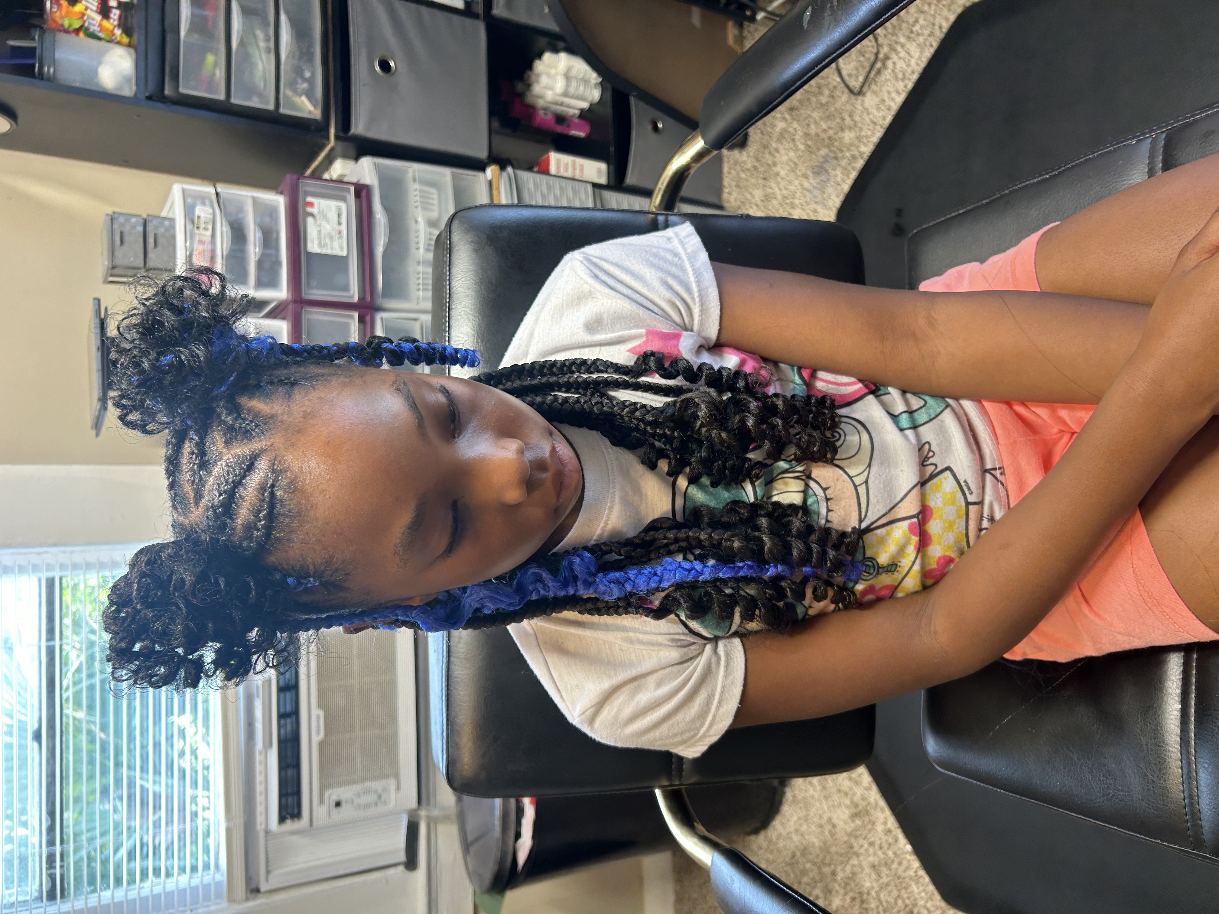 Kids braided style with blue accents